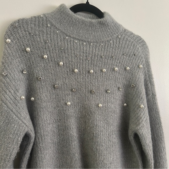 Maurices Gray Sweater with Pearl Accents - Picture 2 of 9